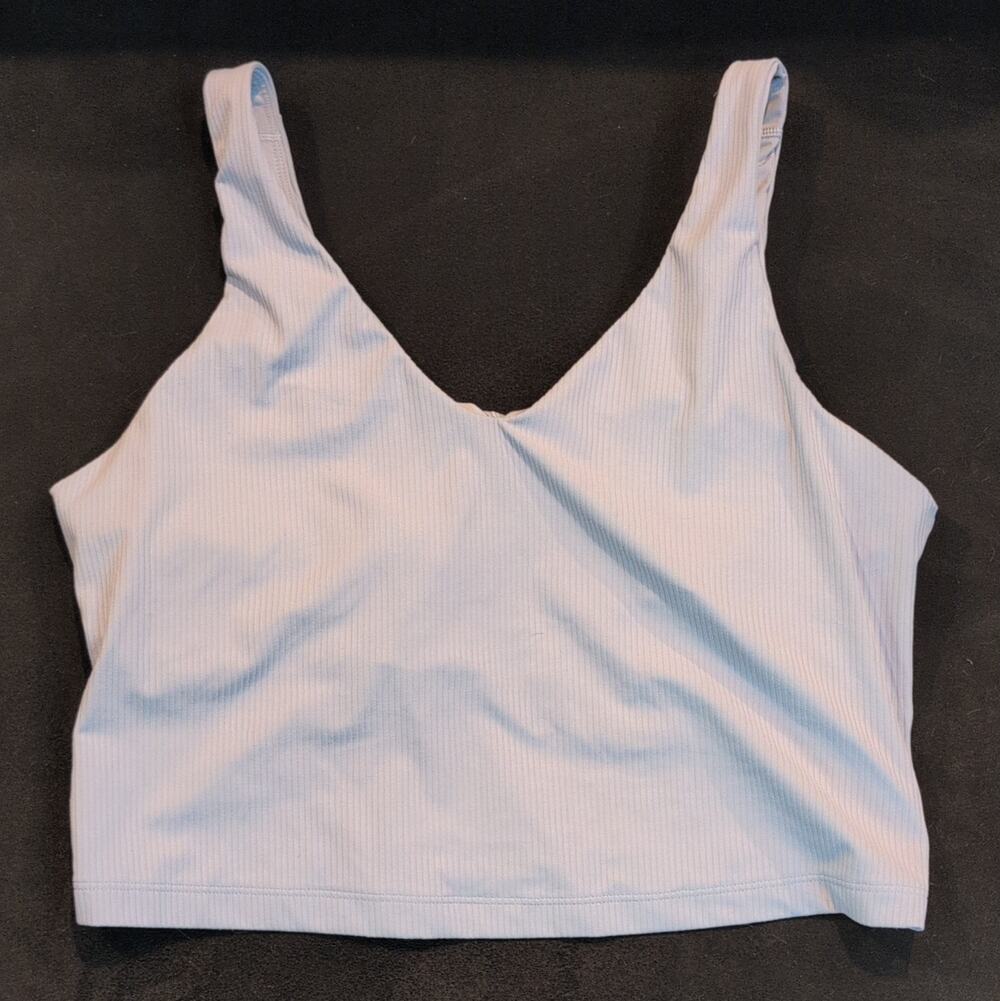 Athleta Blue Ribbed Solid Wireless Pullover Activewear Sports Bra XL